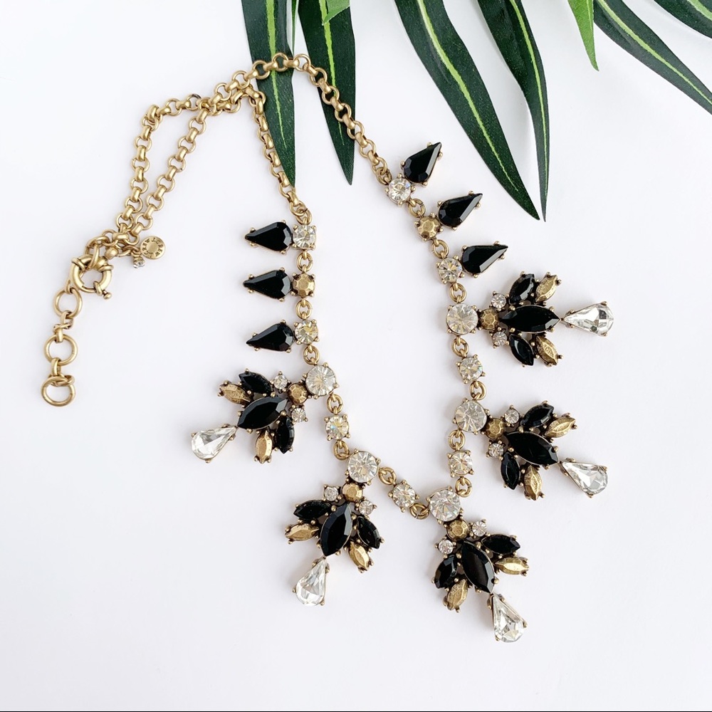 J. Crew | Black Statement Bib Chrystal Necklace